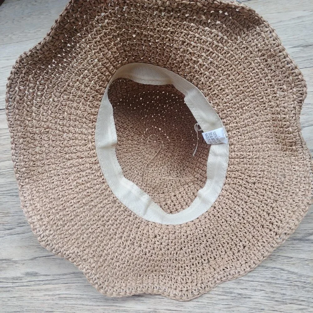 100% paper straw floppy summer sun hat wire brim